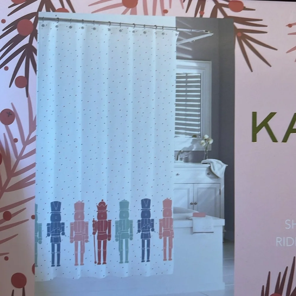 Polka Dot Nutcracker Ballet Shower Curtain 100% Cotton Christmas Home pinkmas